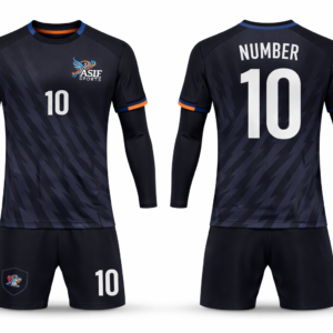 custom football kit black jersey and shorts set team uniform Pakistan