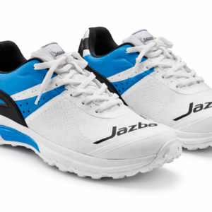 Jazba cricket shoes white and blue lightweight cricket footwear for training and matches Pakistan